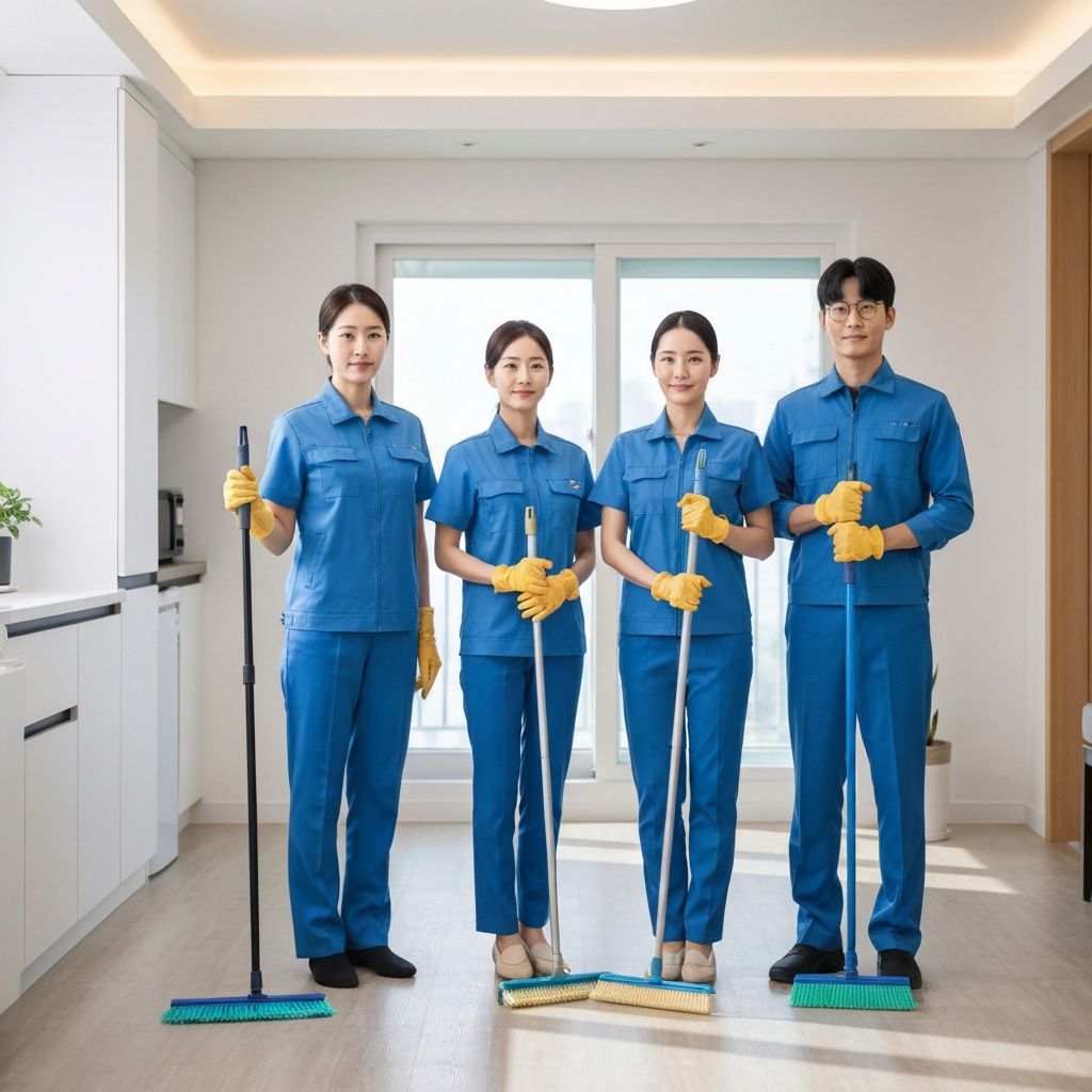 알뜰청소 전문 팀이 이사청소를 진행하는 모습